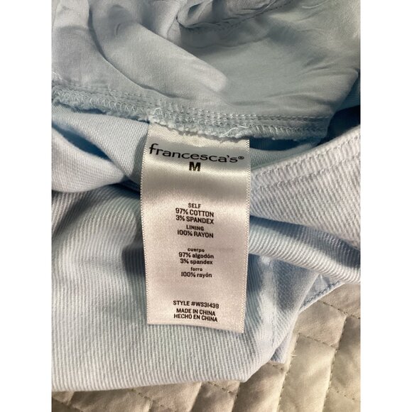 Francesca’s Light Blue Denim High Waist Pleated Shorts With Buttons Size M NWT - Picture 8 of 10